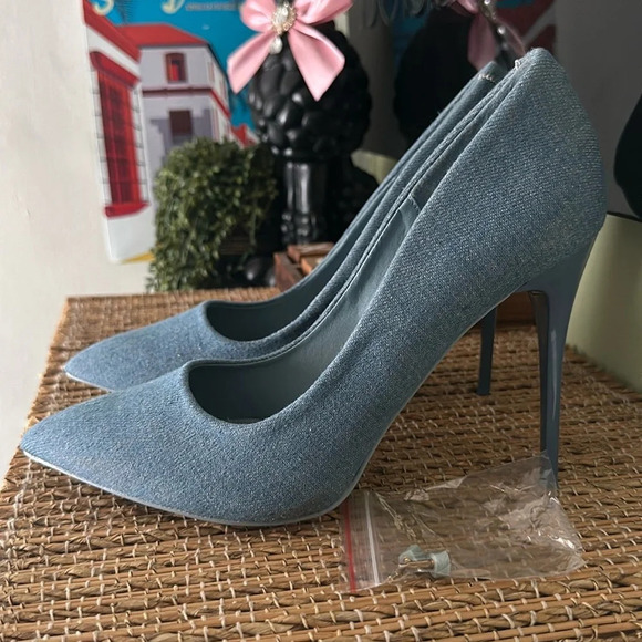 Bella Luna denim closed toe high heels size 10 - Picture 2 of 10